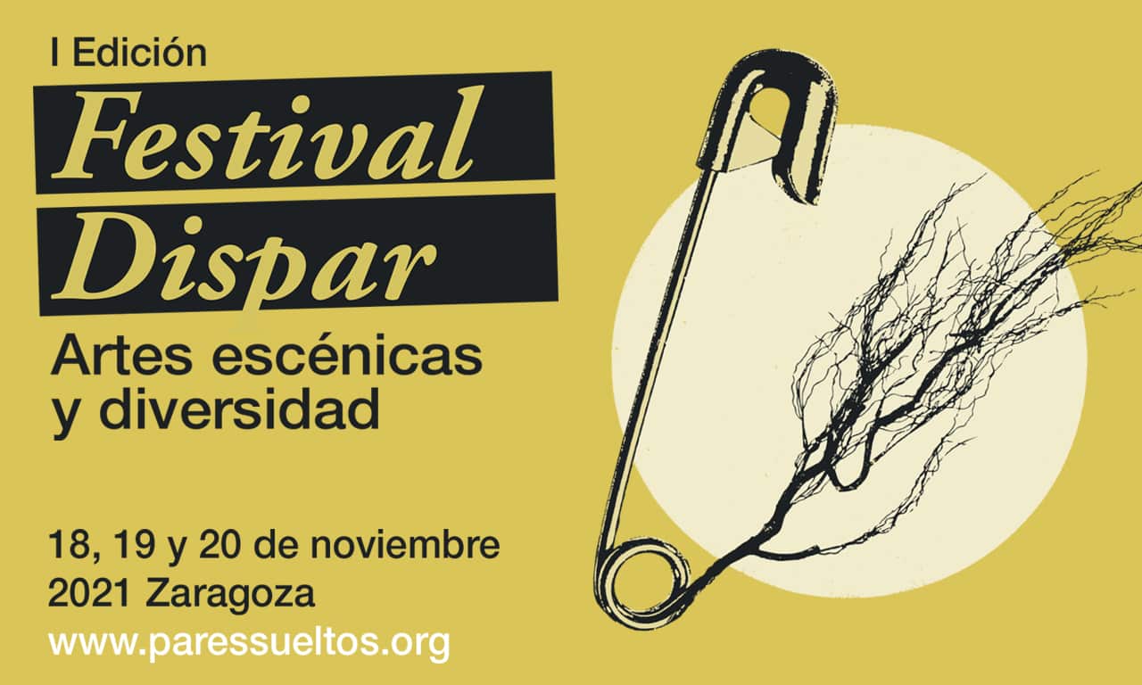 Cartel del Festival Dispar, 18, 19 y 20 de noviembre en Zaragoza, con un montaje de un imperdible con raíces